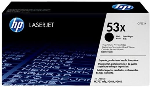 HP Cartucho de tóner original LaserJet HP 53X de alta capacidad negro para M2727mfp, P2014 y P2015