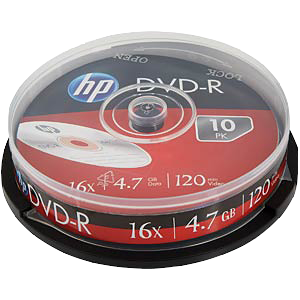 HP DVD-R 4.7GB/120Min/16x Cakebox (10 Disc) Accessoires informatiques  Original DME00026