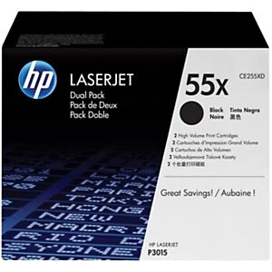 HP 55XD Toner authentique grande capacité CE255XD - Pack de 2 - Noir - Publicité