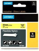 Dymo 1734525 IND Rhino 24mm flexible nylon tape, black on yellow (original)