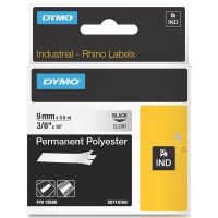Dymo 18508 IND Rhino 9mm permanent polyester tape, black on transparent (original)