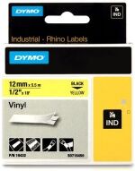 Dymo S0718450 /  18432 IND Rhino 12mm vinyl tape, black on yellow (original)