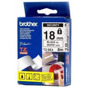 Original Brother P-Touch TZSE4 18mm Security Tape - Black on White