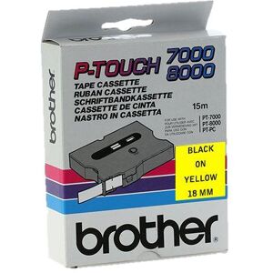 Original Brother P-Touch TX641 18mm Gloss Tape - Black on Yellow