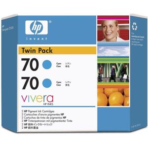 Original HP No. 70 Cyan Ink Cartridge 130ml (Twin Pack)