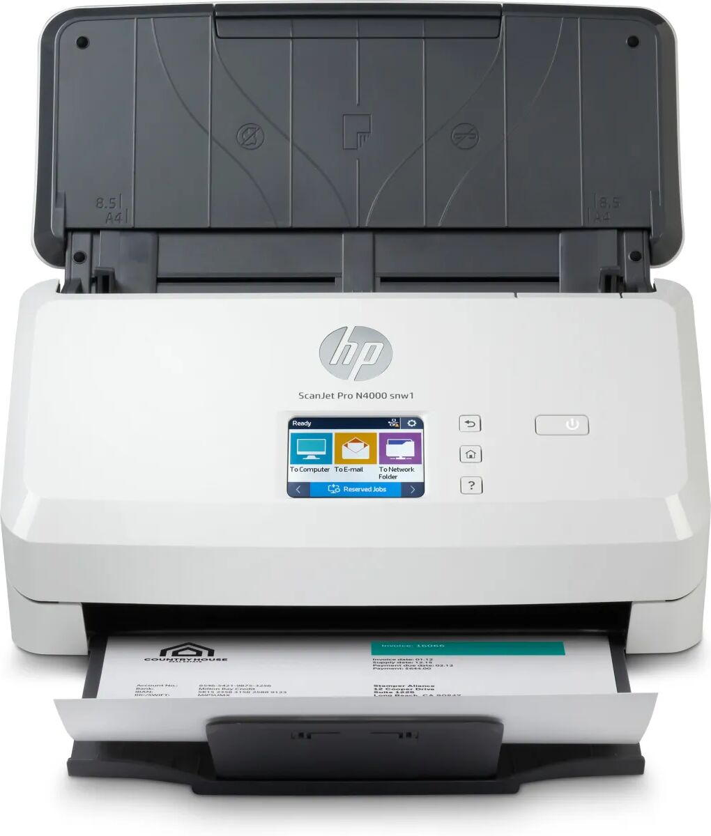 HP Scanjet Pro N4000 snw1 Sheet-feed Scanner a foglio 600 x DPI A4 Nero, Bianco [6FW08A#B19]