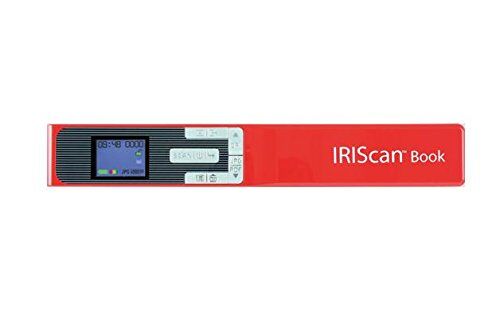 458740 IRIS IRIScan Book 5 bärbar färgscanner I mobil scanning enhet I Fast I DIN A4 I digitaliserar sidor till PDF & JPEG I ingen dator behövs I batteri med lång livslängd för upp till 100 A4-sidor röd