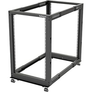 StarTech.com 4-Pfosten 18 HE Mobiles Open Frame Serverrack, 19 Zoll Netzwerk Rack mit Rädern, Rack für Computer/AV/Daten/IT Geräte Rollen, Nivellierfüße oder Bodenmontage (4POSTRACK18U)