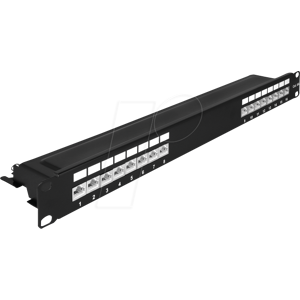 DELOCK 66876 - 19'' Patchpanel, 16 Port, Cat.6a, 1 HE, schwarz