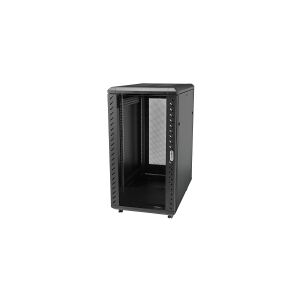 StarTech.com 32U 19 Server Rack Cabinet, Adjustable Depth 6-32 inch, Lockable 4-Post Network/Data/AV Equipment Rack Enclosure w/ Glass Door & Casters, Flat Pack, 1763lb/800kg Capacity - Free Standing Server Rack (RK3236BKF) - Rack kabinet - 4-pæl - gulvst