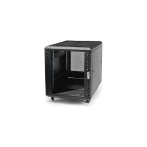 StarTech.com 15U 19 Server Rack Cabinet, 4 Post Adjustable Depth (6-32) Locking Knock Down Network/Computer Equipment Enclosure, Mobile with Glass Door & Casters, HP ProLiant ThinkServer - 15U Knock Down Rack (RK1536BKF) - Rack kabinet - 4-pæl - gulvståen