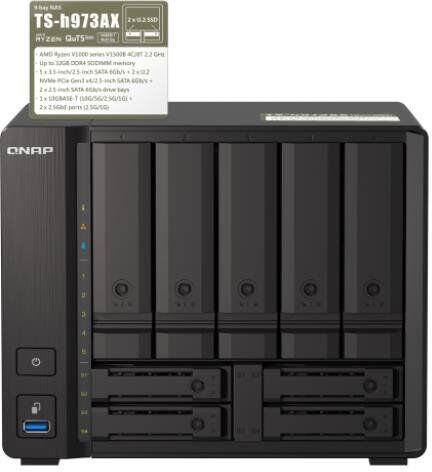 Qnap ts-h973ax-32gts-h973ax-32g 9bay 4c8t2.2ghz 32gb ddr4 2x 2.5gbe 1x 10gbase-t Videoproiettori Tv - video - fotografia