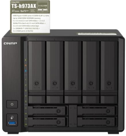 Qnap ts-h973ax-8g 9-bay nas amd ryzen v1500b rec 0/0 Videoproiettori Tv - video - fotografia