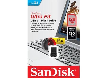 Sandisk Pen Drive Usb Ultra Fit 128gb 3.1 (preto) - Sandisk
