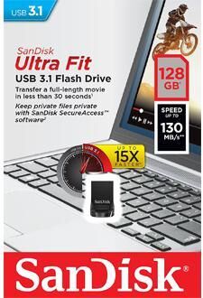 Sandisk Pen Drive Usb Ultra Fit 128gb 3.1 (preto) - Sandisk