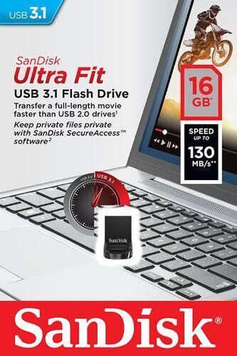 Sandisk Pen Drive Usb Ultra Fit 16gb 3.1 (preto) - Sandisk