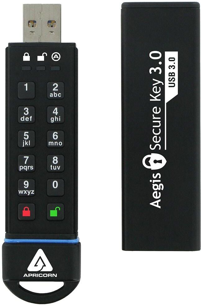 Apricorn Pen Drive Aegis Secure Key 3.0 30 Gb Usb Type-a 3.2 Gen 1 (3.1 Gen 1) (preto) - Apricorn