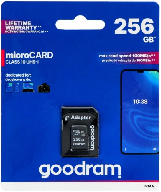 Goodram Cartão De Memória 256gb Uhs-i Microsd + Adaptador Sd (class 10) - Goodram