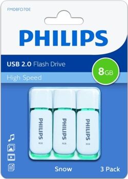 Philips Pen USB Snow 8GB USB 2.0 Azul Pack3