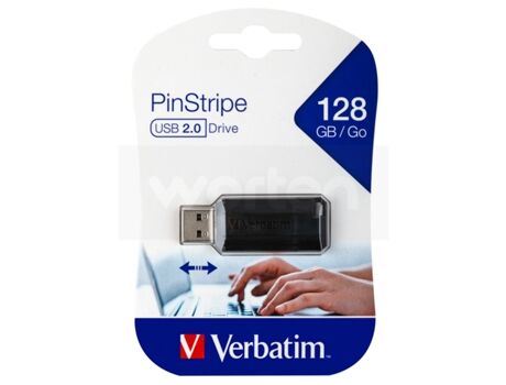 Verbatim Pen USB Pinstripe (128 GB - USB 2.0 - Preto)