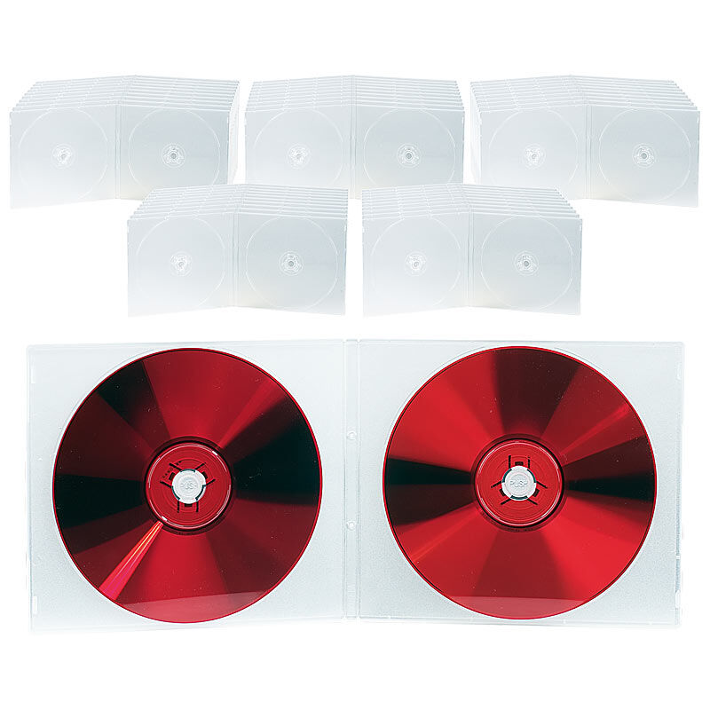 Pearl Doppel CD Slim Soft Boxen im 50er-Set, 7 mm, transparent