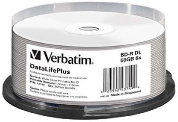 Verbatim BD-R 50GB - bis 6x Speed - 25er Spindel