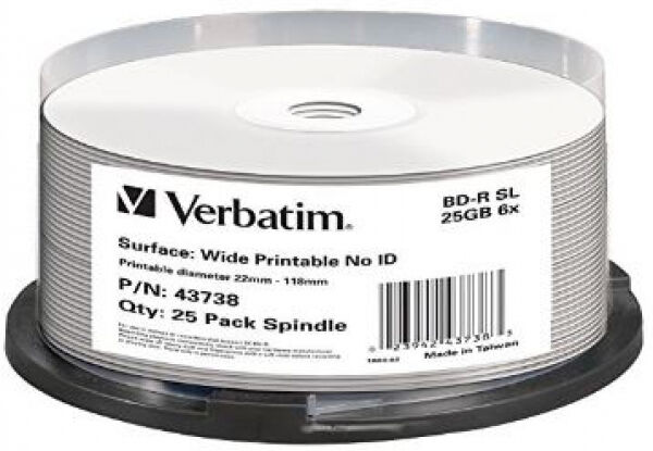 Verbatim BD-R SingleLayer 25GB - bis 6x Speed - 25er Cake Box