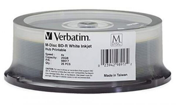 Verbatim BD-R M-DISC 25GB - bis 4x Speed - 25er Pack / bedruckbar