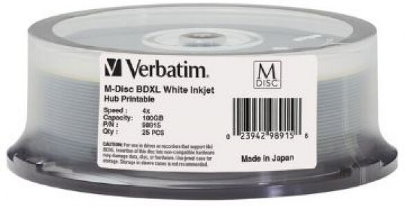 Verbatim BD-R M-DISC 100GB - bis 6x Speed - 25er Pack / bedruckbar