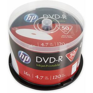 HP DVD-R 4.7GB, 120Min, 16x, Cakebox, 50 CDs, bedruckbar