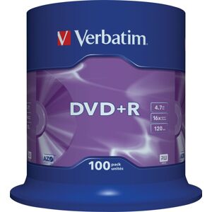 Verbatim DVD+R, 16x, 4.7 GB/120 min, 100-pack spindel, AZO