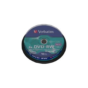 Verbatim DataLifePlus - 10 x DVD-RW - 4.7 GB 4x - sølvmatteret - spindle