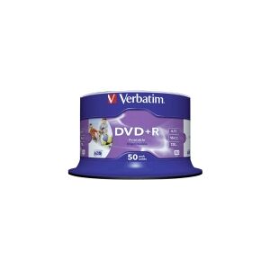 Verbatim DVD+R Wide Inkjet Printable No ID Brand, DVD+R, 120 mm, Printbar, Spindel, 50 stk, 4,7 GB