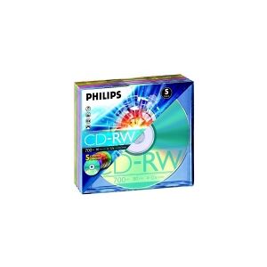 Philips - 5 x CD-RW - 700 MB (80 min) 4x - 12x - tynd cd-boks