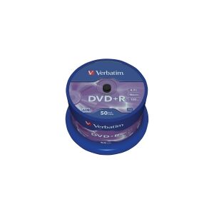 Verbatim - 50 x DVD+R - 4.7 GB 16x - sølvmatteret - spindle