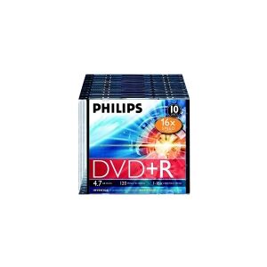 Philips DR4S6S10F - 10 x DVD+R - 4.7 GB (120min) 16x - tynd cd-boks