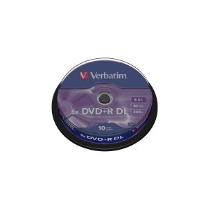 Verbatim - 10 x DVD+R DL - 8.5 GB 8x - sølvmatteret - spindle