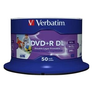 Verbatim - 50 x DVD+R DL - 8.5 Go 8x - surface imprimable par jet d'encre - spindle - Publicité