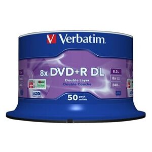 Verbatim - 50 x DVD+R DL - 8.5 Go (240 minutes) 8x - argent mat - spindle - Publicité