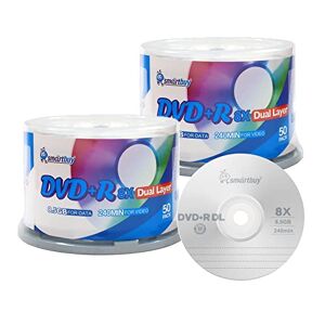 100 Pack Smartbuy 16X DVD-R 4.7GB 120Min Shiny Silver (Non-Printable) Data  Blank Media Recordable Disc