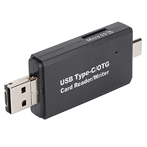 Naroote Shanrya OTG-kaartlezer, allen in 1 stabiele prestaties ABS materiële USB C kaartlezer USB2.0 voor mobiele telefoon (zwart)