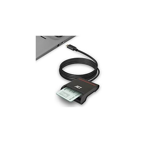 ACT Externe USB-C Smartcard eID Kaartlezer, zwart - Zwart