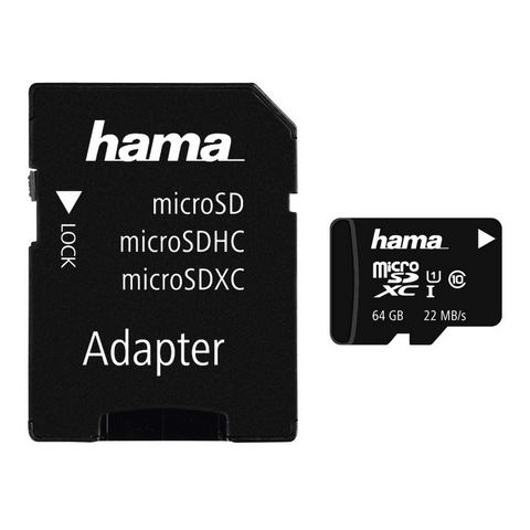 Hama microSDXC 64GB Class 10 UHS-I 22MB/s + adapter/foto  - 30.99