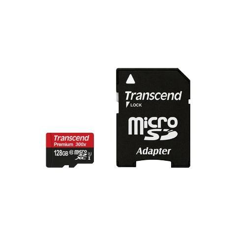 Transcend »microSDXC/SDHC Class 10 UHS-I + SD Adapter« geheugenkaart  - 21.99 - zwart - Size: 128