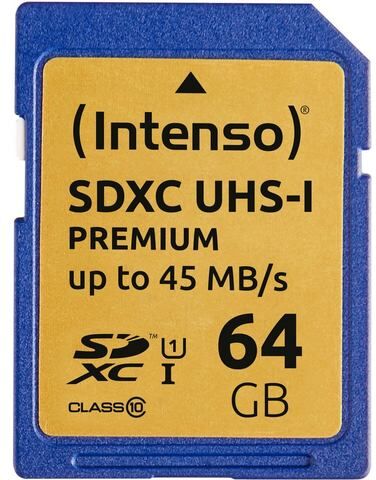 Intenso »SDXC UHS-I Premium« geheugenkaart  - 12.06 - blauw - Size: 64 GB