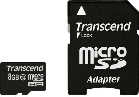 Transcend »microSDXC/SDHC Class 10 + SD-Adapter« geheugenkaart  - 8.86 - zwart - Size: 8 GB