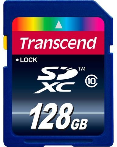 Transcend »SDXC/SDHC Class 10« geheugenkaart  - 26.07 - blauw - Size: 128 GB