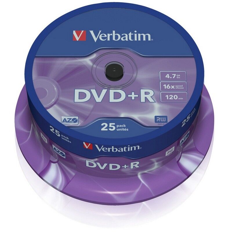 Verbatim dvd+r 16x 4.7gb pack 25 unidades