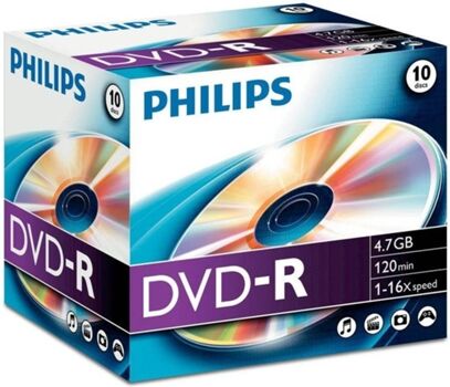 Philips DVD-R 4,7GB 16X Jewel Case (10 unidades)