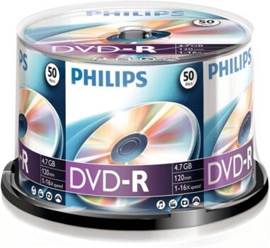 Philips DVD-R 4,7GB 16x Cakebox (50 unidades)